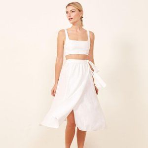 Reformation White Molto 2-Piece Set Skirt/Top (L)